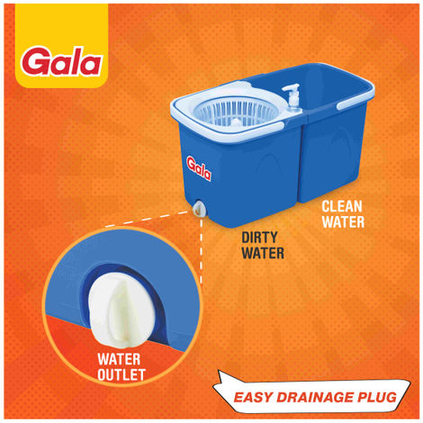 Gala Twin Bucket Spin Mop Floor Cleaning Mop With Separate Bucket For Clean And Dirty Water