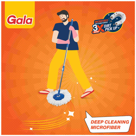 Gala Twin Bucket Spin Mop Floor Cleaning Mop With Separate Bucket For Clean And Dirty Water
