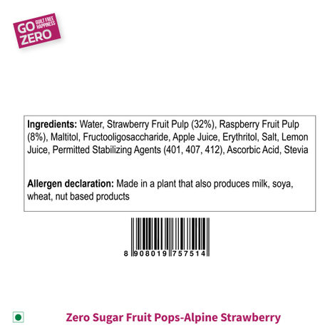 Go Zero - Zero Sugar - Alpine Strawberry Fruit Pops
