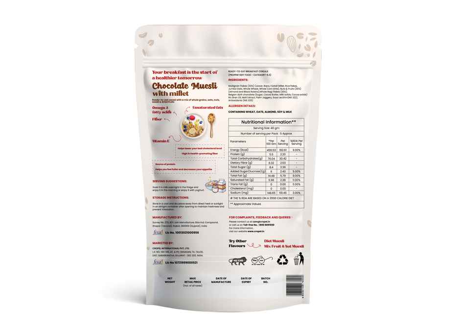 Be.anut Chocolate Muesli With Millet