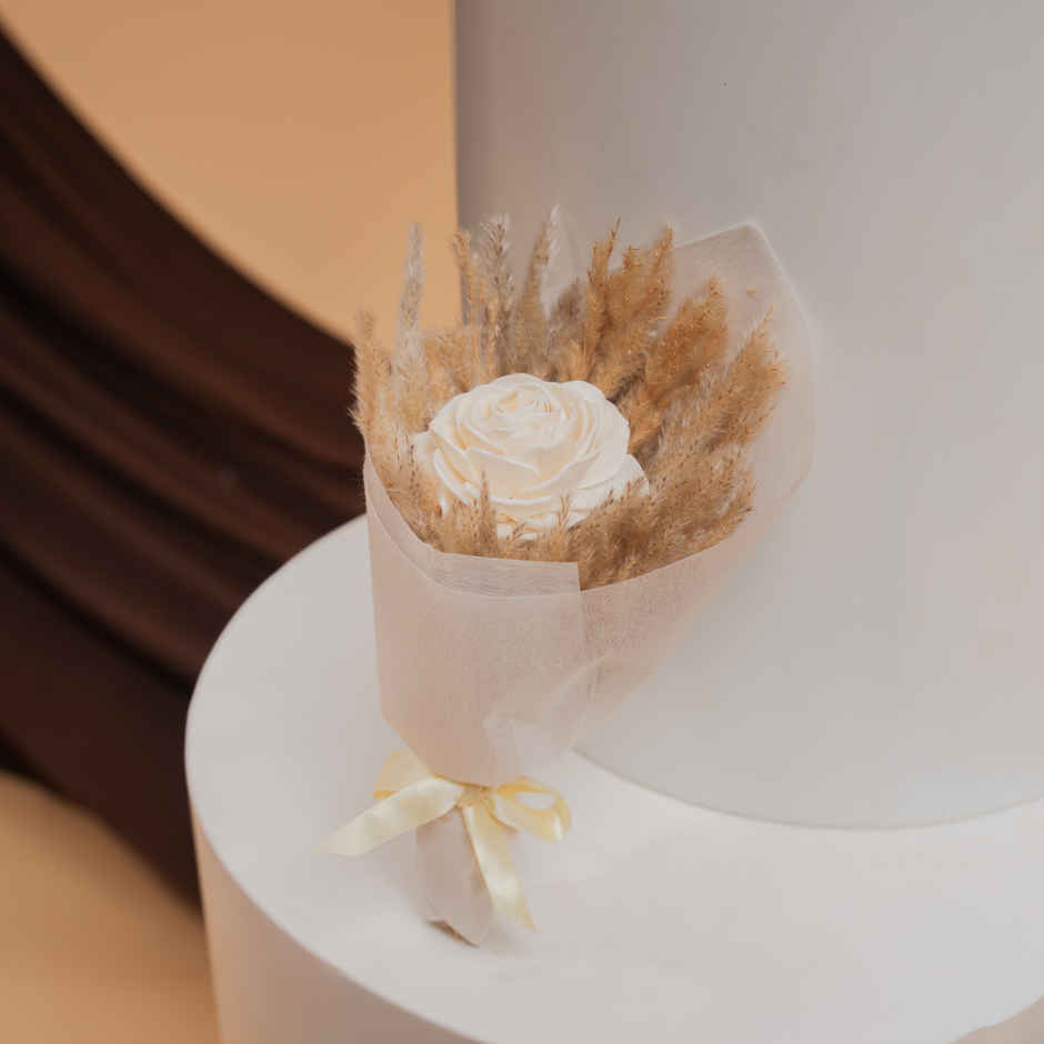 Single White Rose Dried Flowers Bouquet | Rooted