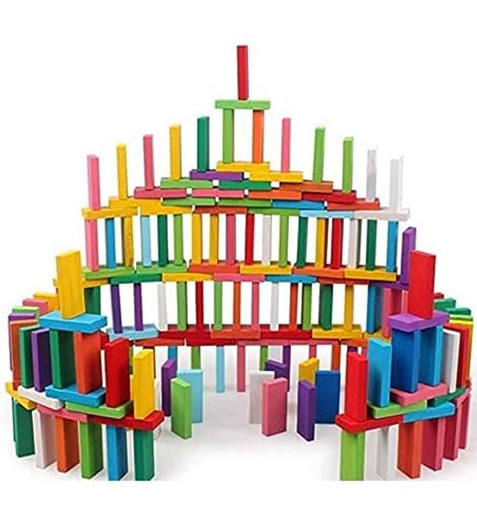 Storio 120 Pcs 12 Color Wooden Dominos Blocks Set