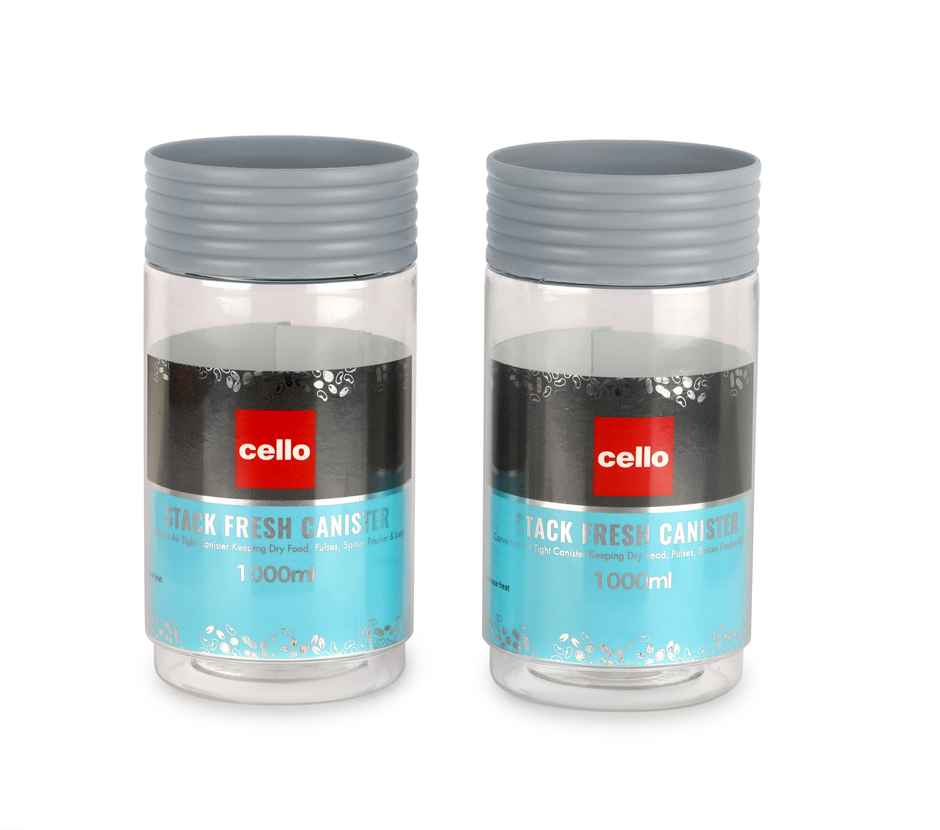 Cello Stack Fresh Canister 1 Litre, Set of 2 (Colour May Vary)