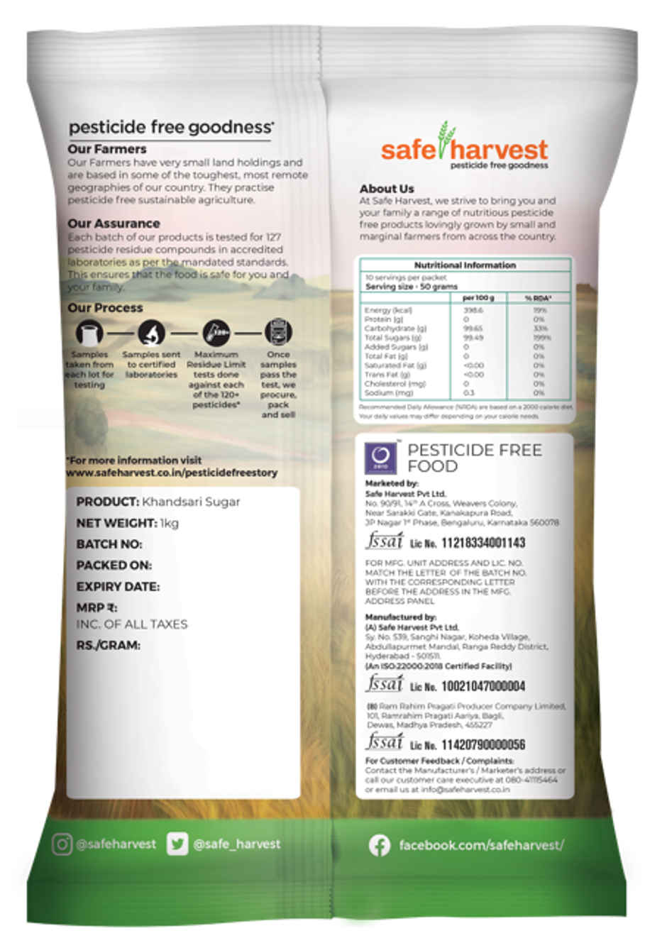 Safe Harvest Pesticide-Free Khandsari Sugar | Artisanal | No Artificial Flavors