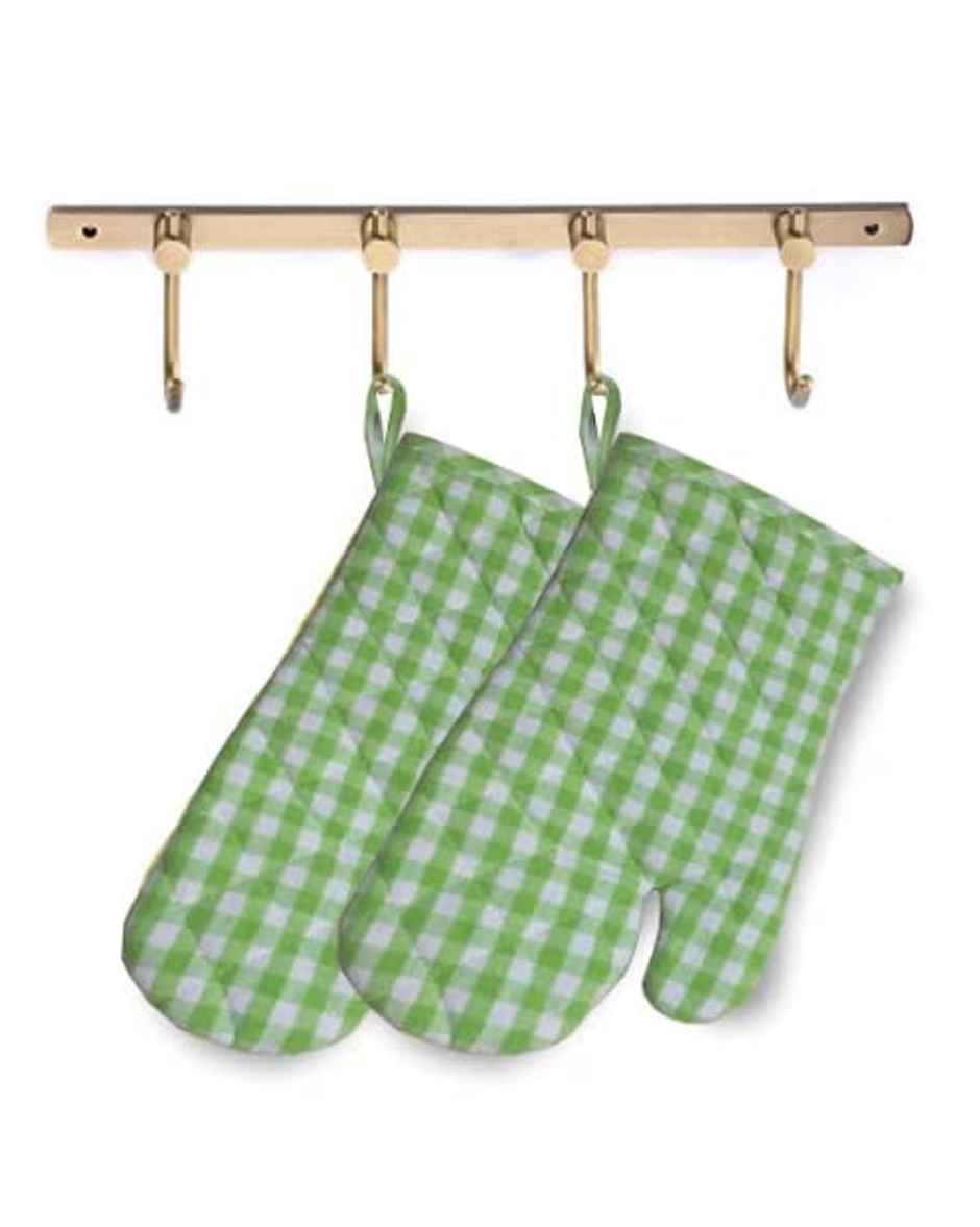 Lushomes Oven Gloves - Green | Small Microwave Hand Gloves | Heat Resistant | 7 x 13 inch