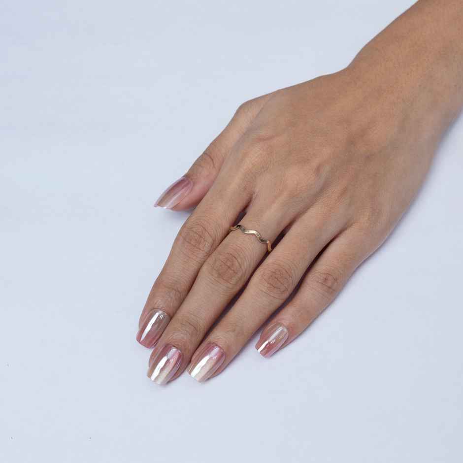 Pep Nails Mirror Kiss Medium Coffin Chrome Ombre Nude Reusable Press On Nails | 30 Nail Tips