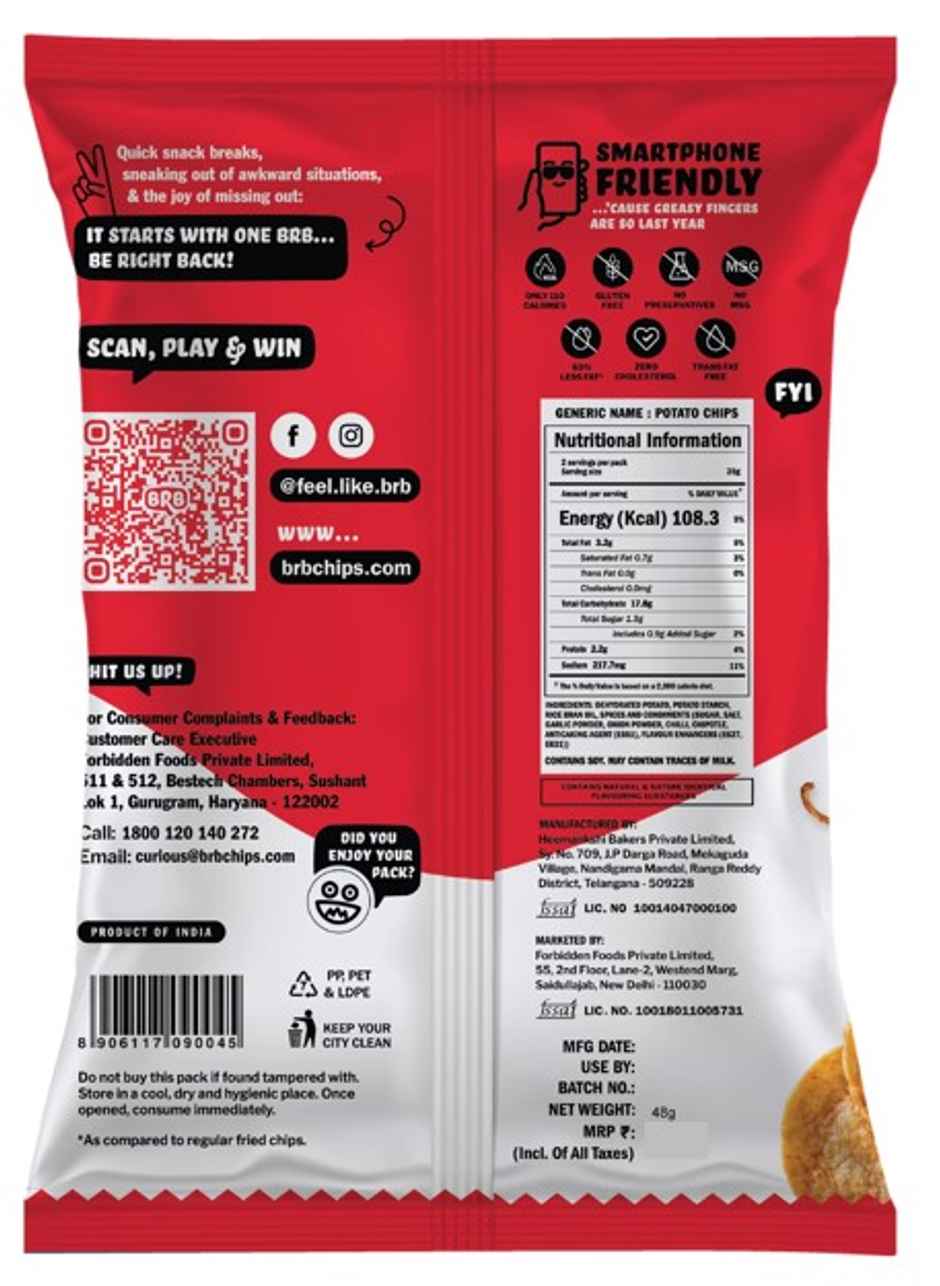 BRB Potato Popped Chips - Spicy Chipotle Flavour