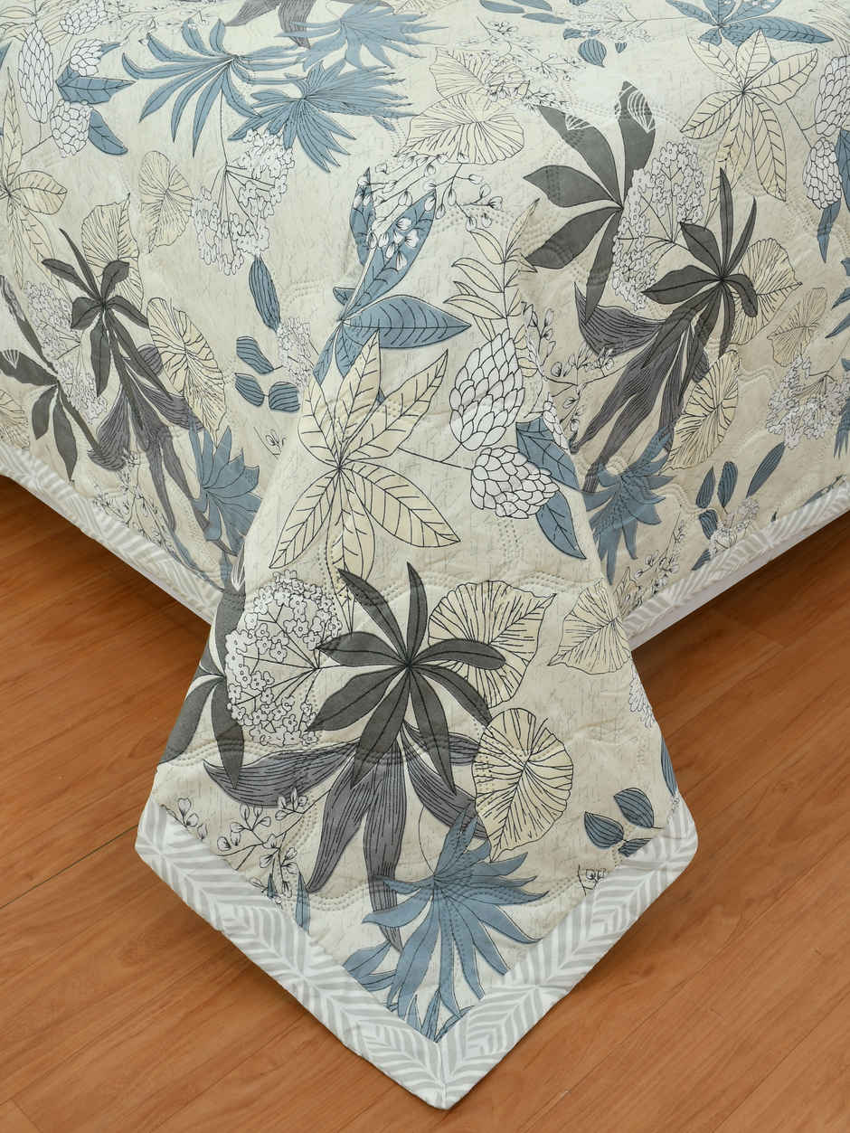 Furnofy Ultrasonic Comforter King Size Light Weight | Microfibre | Cream Multi - 80 x 90 in