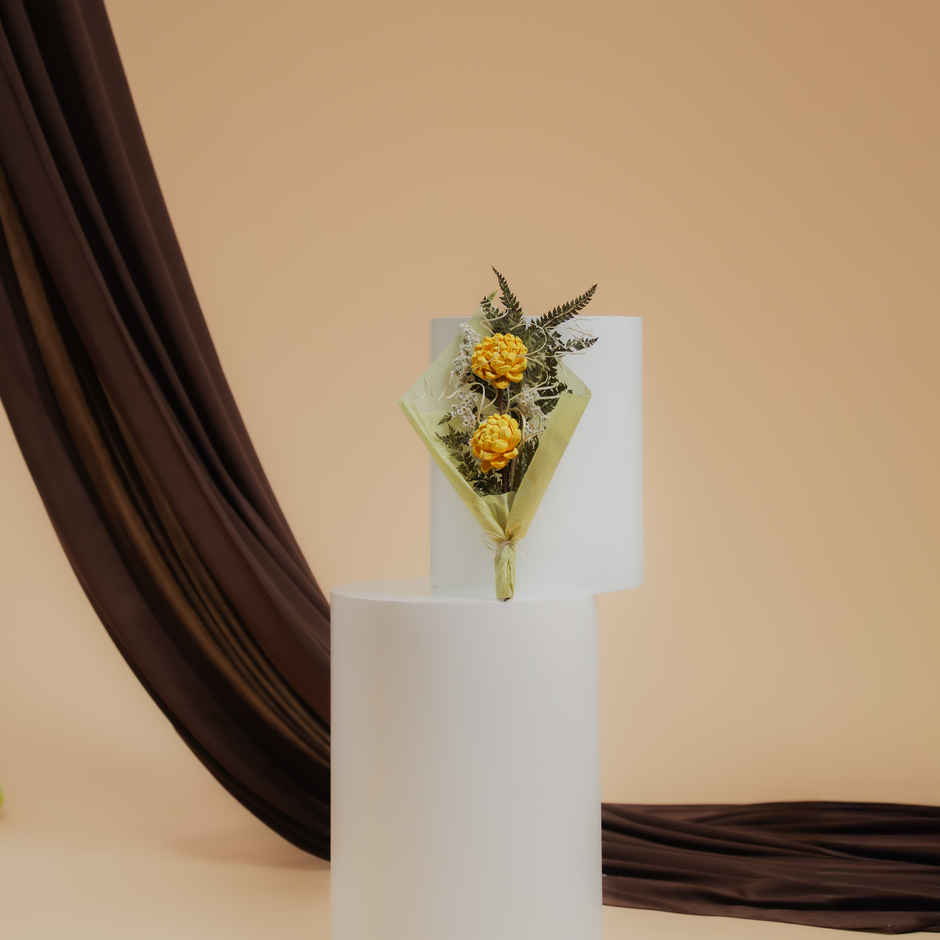 Golden Glow Marigold Love Dried Flowers Bouquet | Ideal for Gifting | Poshh