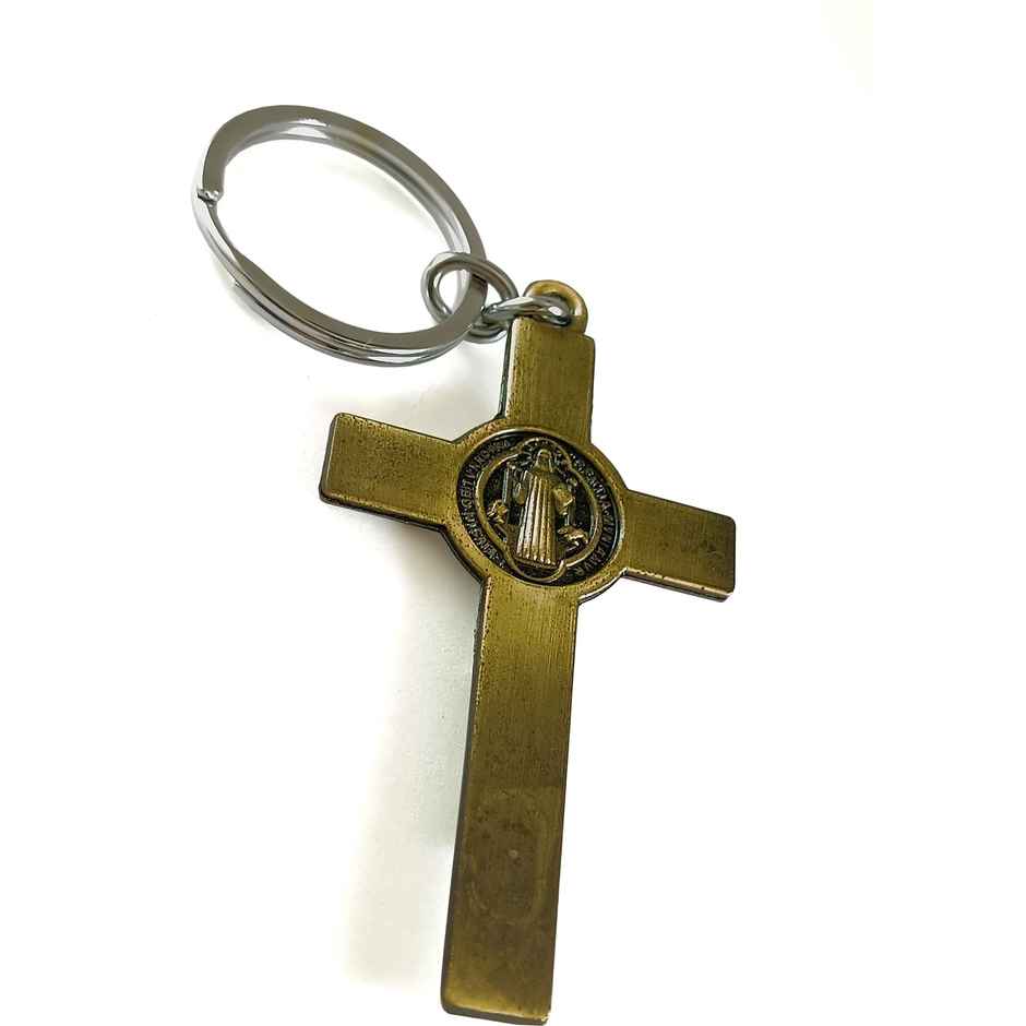 Samsidhi Pooja Christian Jesus Cross Metal Keychain|Assorted