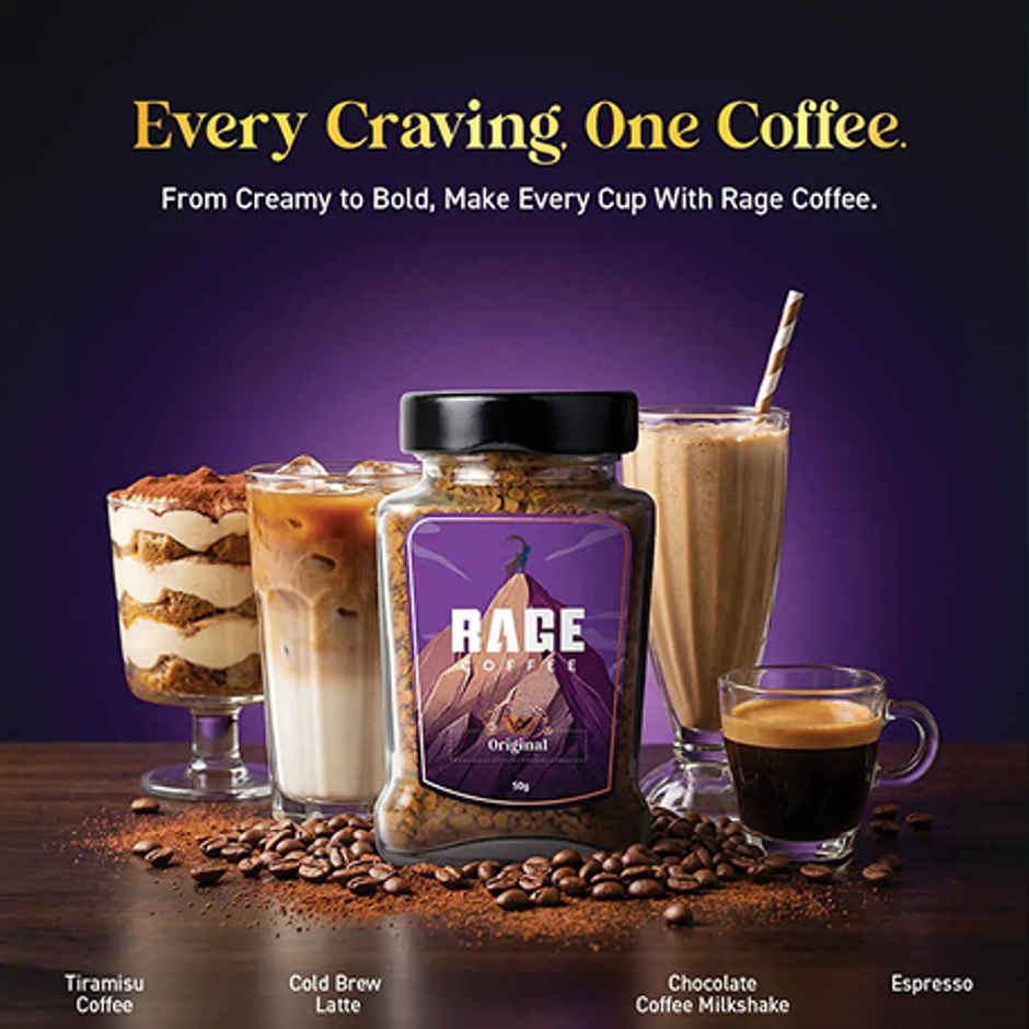 Rage Coffee Original Blend - Premium Arabica Classic Medium Roast Organic Instant Coffee