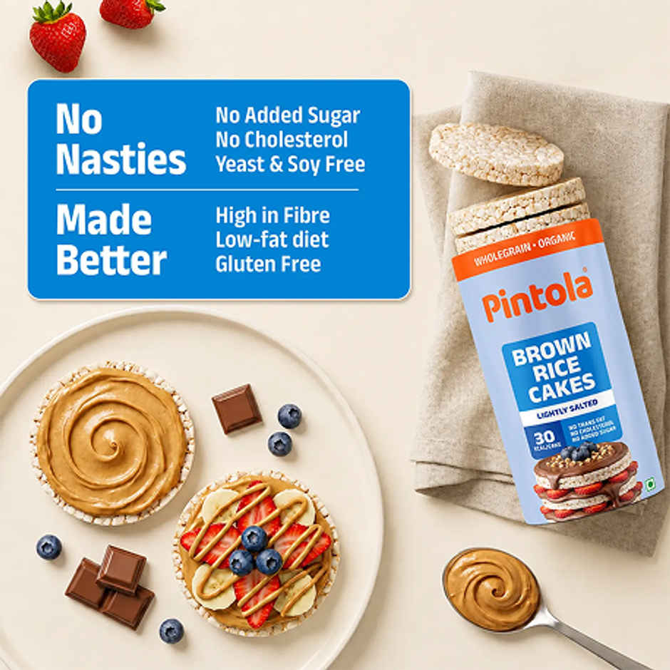 Pintola Organic Wholegrain Brown Rice Cakes | All Natural | Lightly Salted | Pack Of 1
