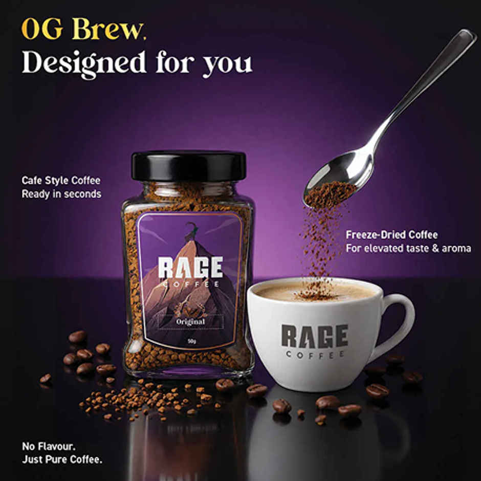 Rage Coffee Original Blend - Premium Arabica Classic Medium Roast Organic Instant Coffee