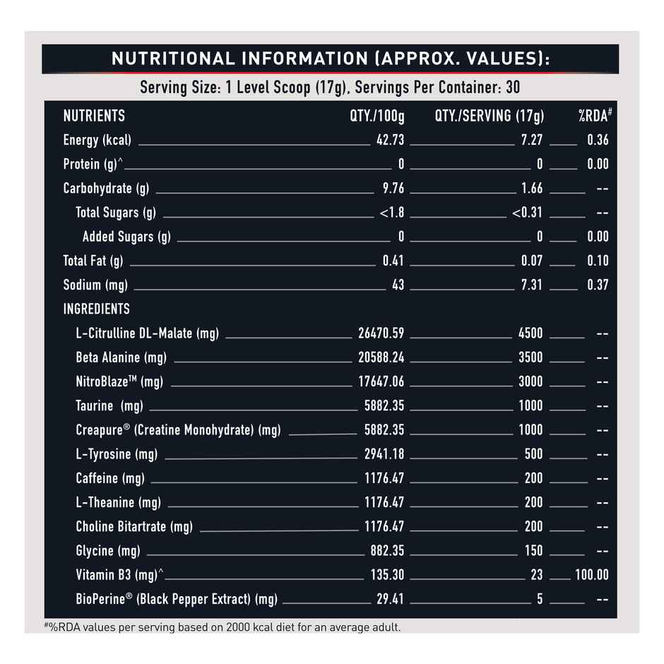 MuscleBlaze Pre Workout WrathX, (Fruit Fury, 30 Servings)