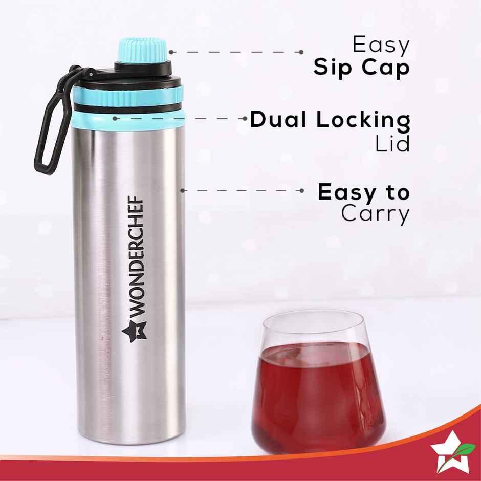 Wonderchef Crescent Electric Kettle 1.8 L & Sippy Stainless Steel Bottle 750 ml, Silver