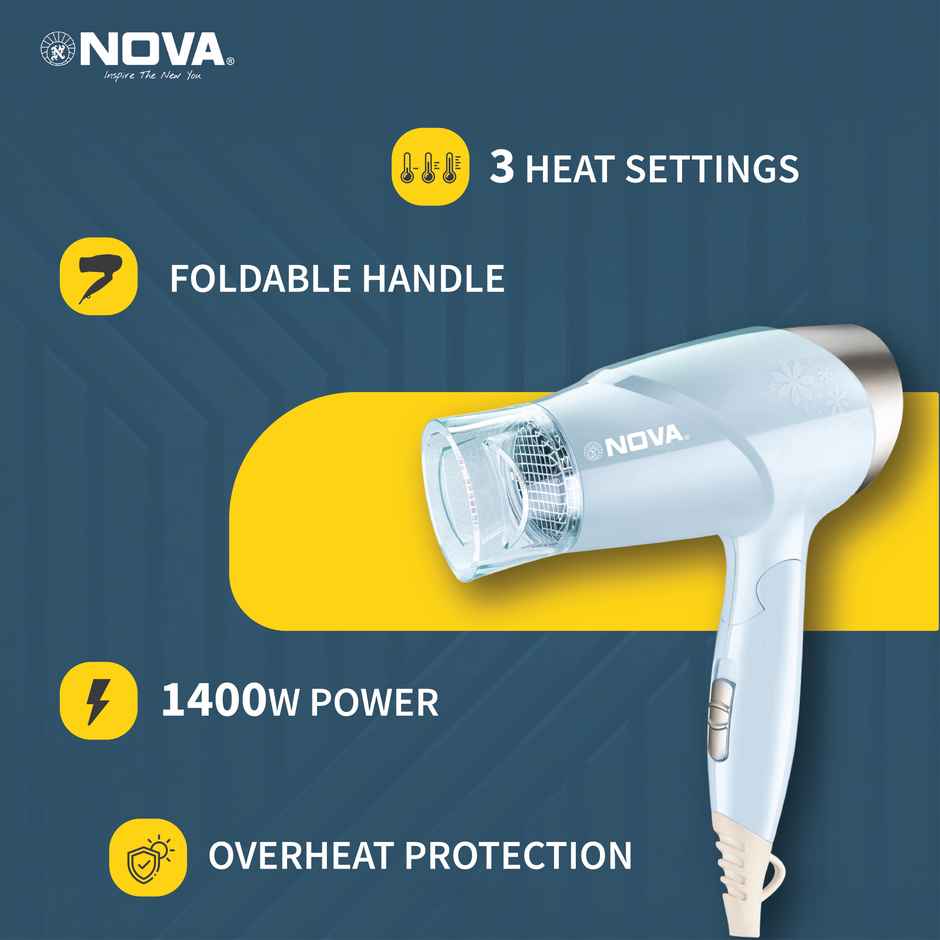 Nova Nhp 8203 Hair Dryer | 1400 W | Blue