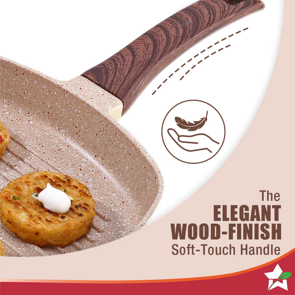 Wonderchef Duralife Die-Cast Non-Stick Grill Pan Ivory 24 Cm