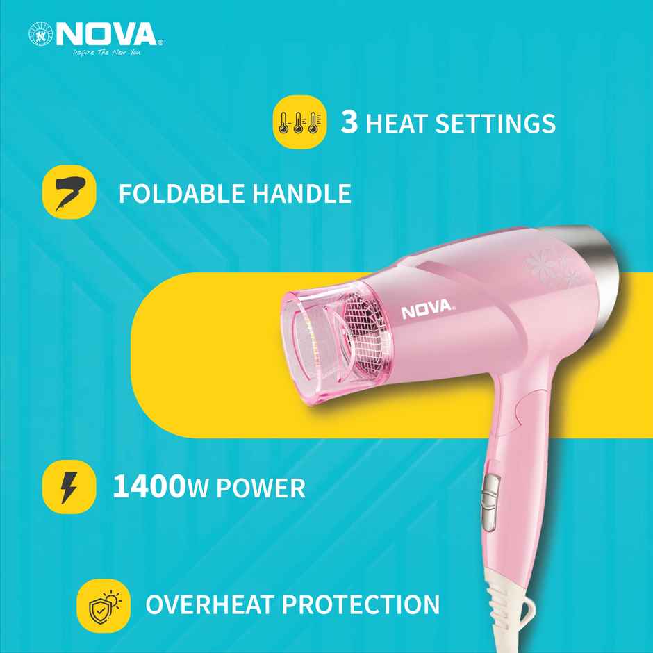 Nova NHP 8202 Hair Dryer | 1400 W | Pink