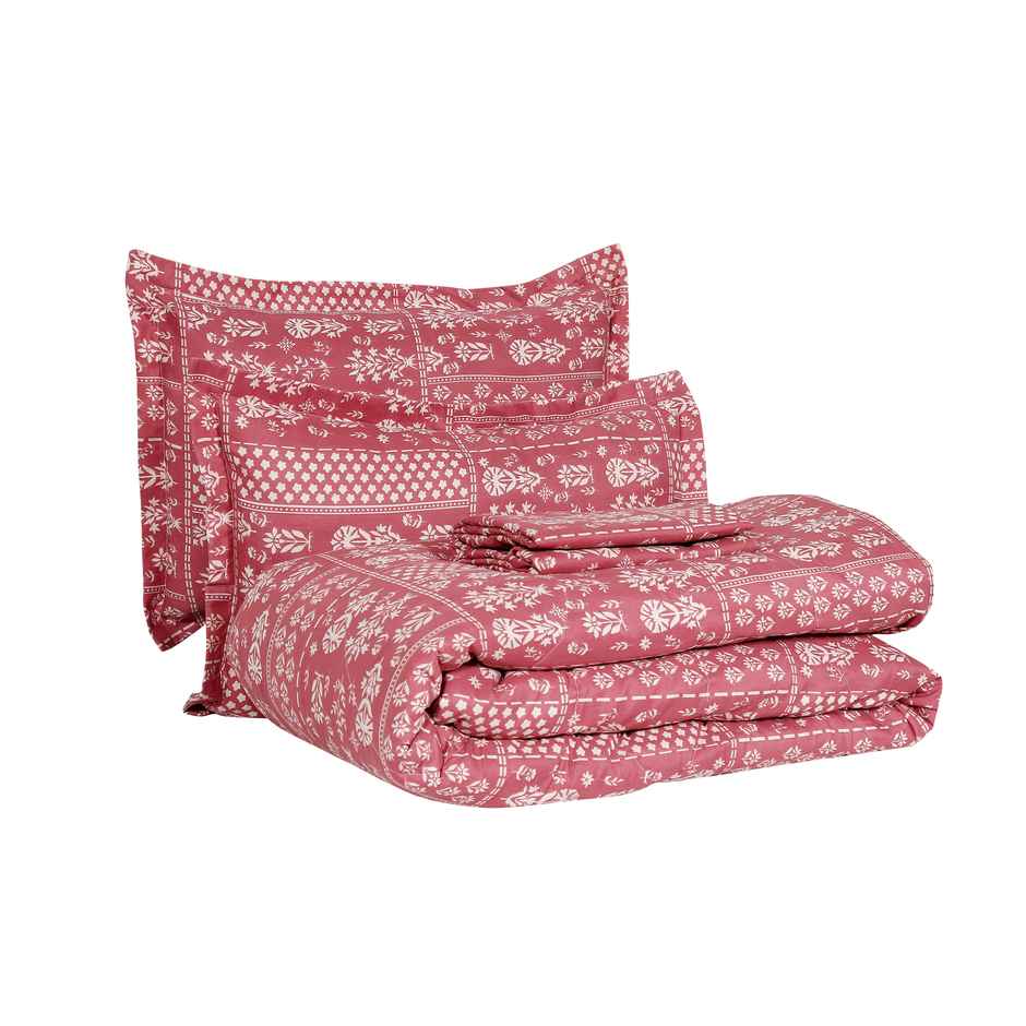 Dream Living California | 2 | 4 Pcs Comforter Set Printed Reversible Super Soft Satin Micropeach | Pink