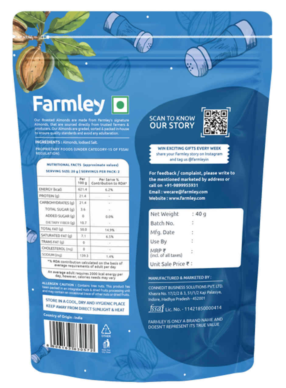 Farmley Classic Salted Roasted Almonds | Badam