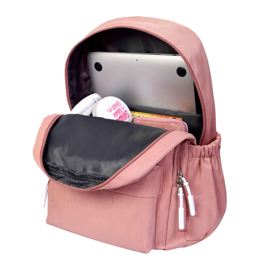 Lino Perros Pacman Pink Backpack (1pc) & Trajectory Travel Neck Pillow Memory Foam 3 In 1 Combo With Eye Mask And Carry Bag | Grey And Black (1pc) & Craloft Polyester Passport Holder Bag | Passport Wallet Pouch Cover | Unisex | Black (1pc) Combo