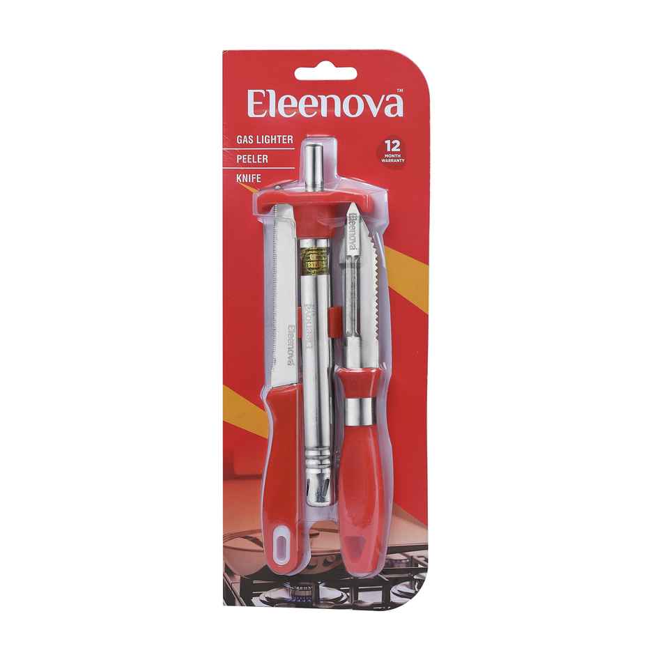 Eleenova Gas Stove Lighter, Kitchen Knife and Peeler Set | Combo Pack