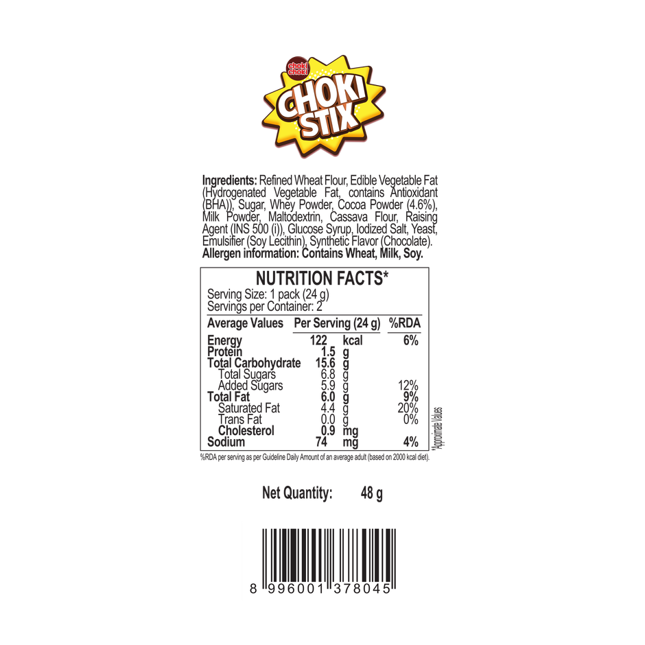 Choki Choki Chocolate Creme Chrunchy Stix