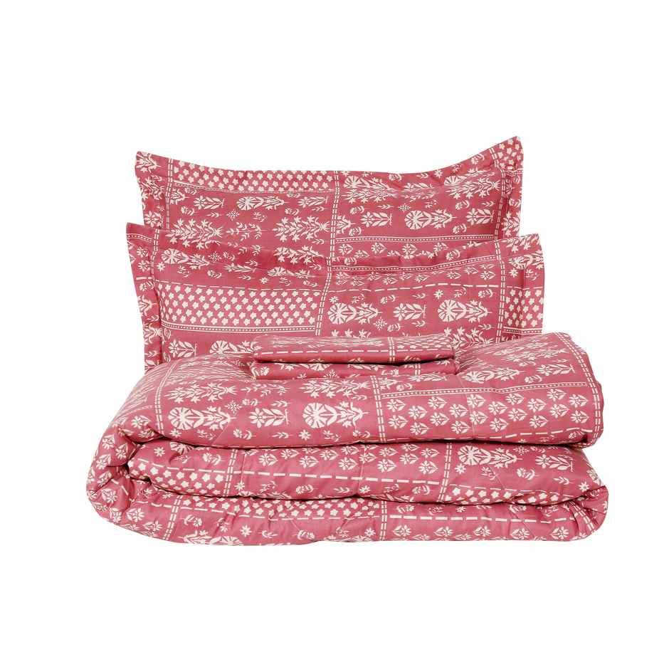 Dream Living California | 2 | 4 Pcs Comforter Set Printed Reversible Super Soft Satin Micropeach | Pink