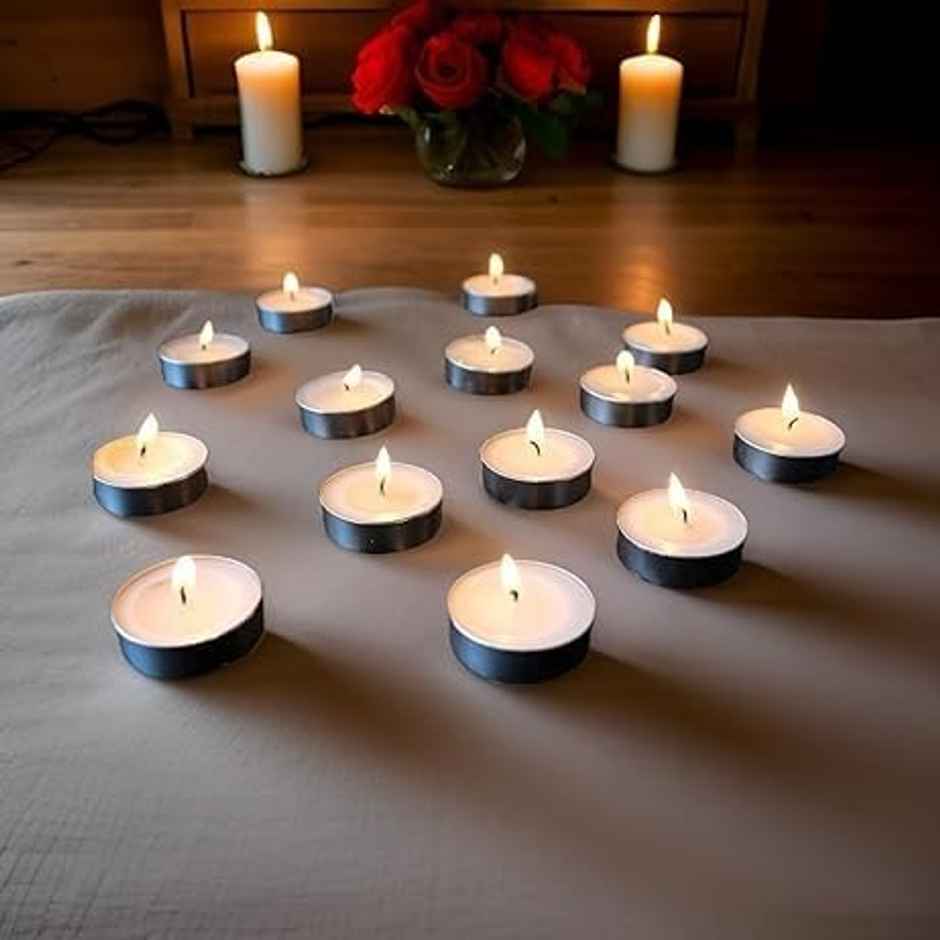 Tealight Candles Set | 50 Wax Candles | Smokeless | 3-Hour Burn Time | Perpetual