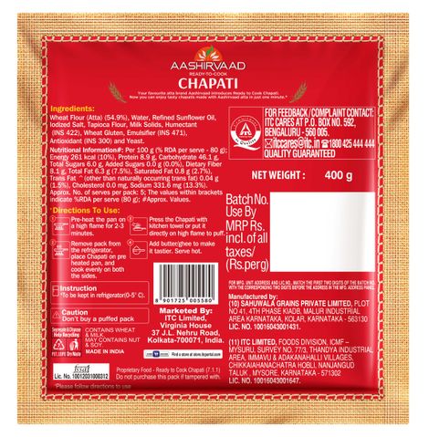 Aashirvaad Ready to Cook Chapati | Preservative Free Chapatis