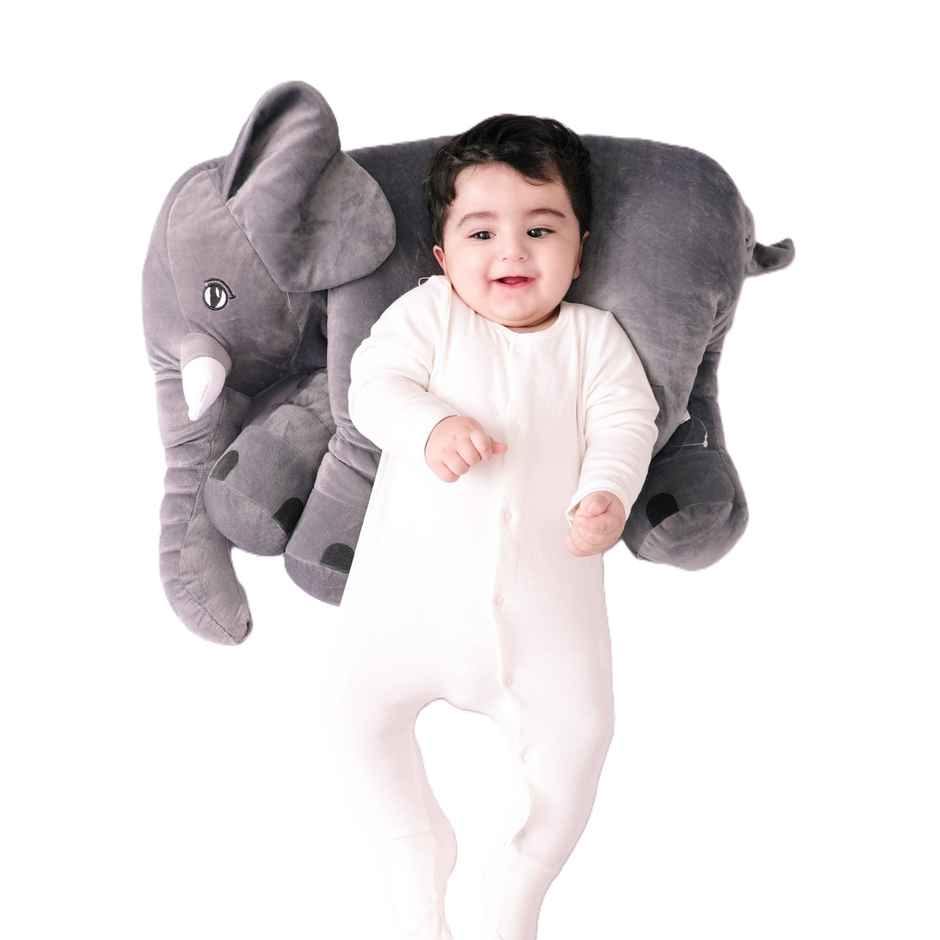 DearJoy Elephant Shaped Baby Pillow - Grey | Soft & Cuddly
