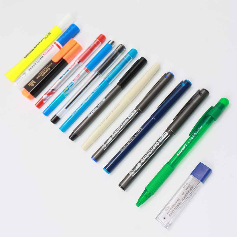 Luxor Assorted Combo Pack 14 in 1 | Markers | Highlighter| Pens| Mechanical Pencil with led Box