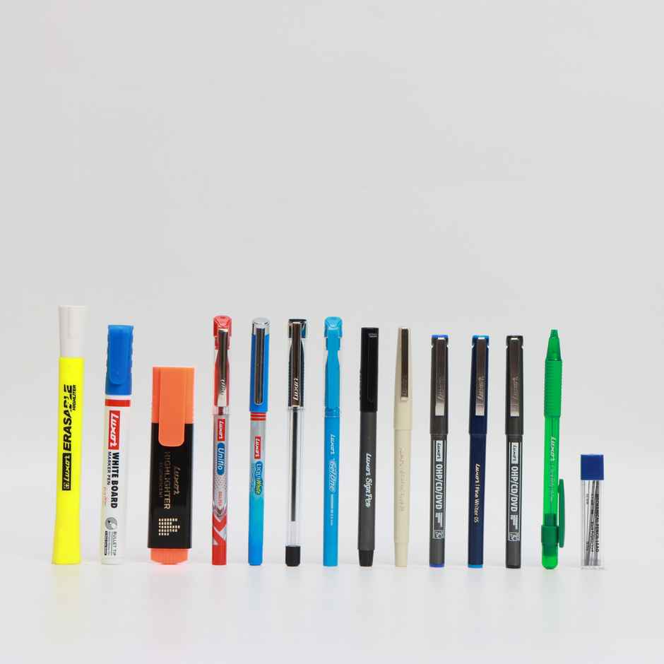 Luxor Assorted Combo Pack 14 in 1 | Markers | Highlighter| Pens| Mechanical Pencil with led Box