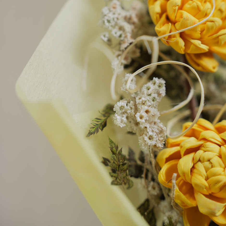 Golden Glow Marigold Love Dried Flowers Bouquet | Ideal for Gifting | Poshh
