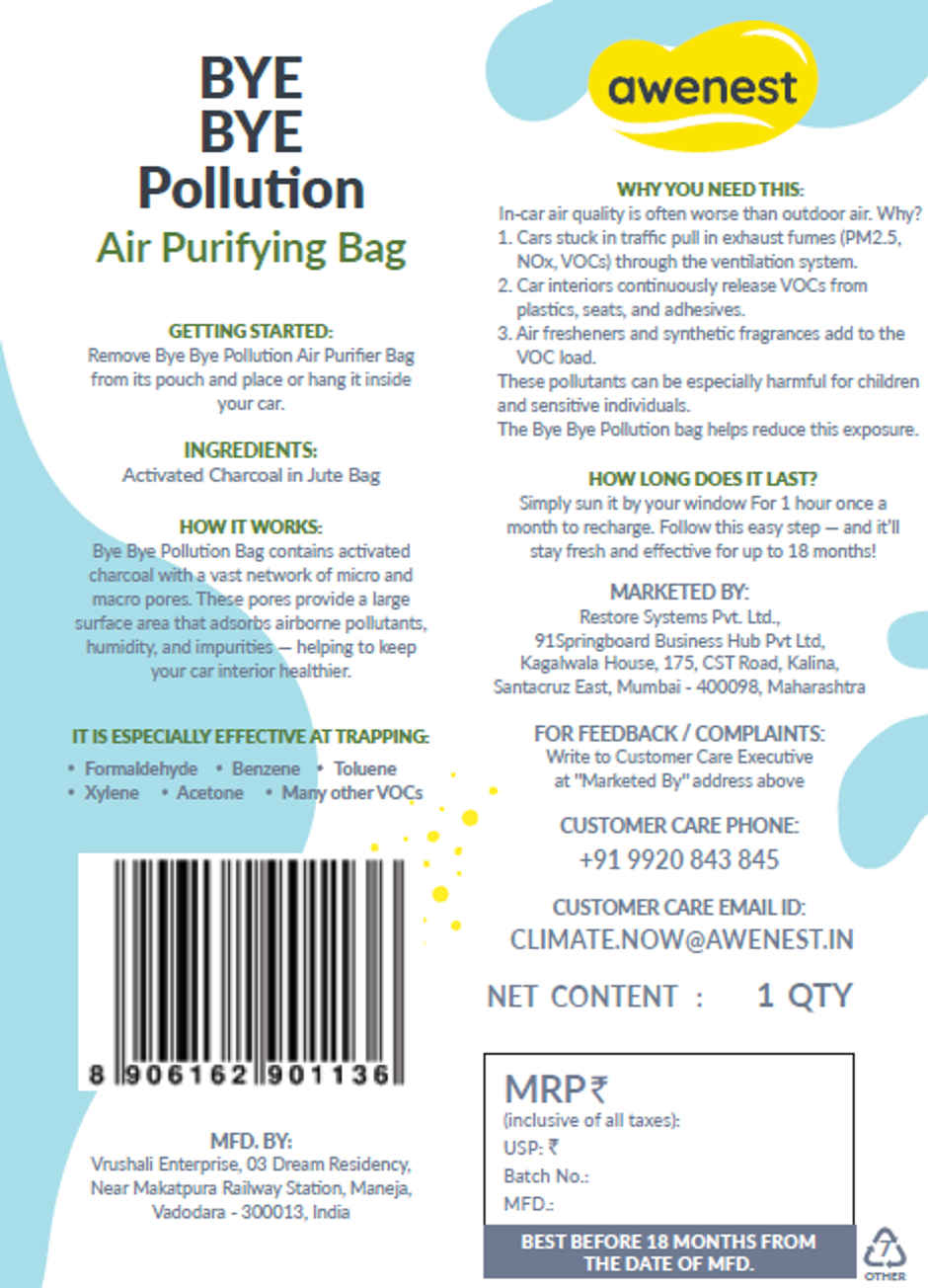 Awenest Bye Bye Pollution Air Purifier Activated Charcoal Bag