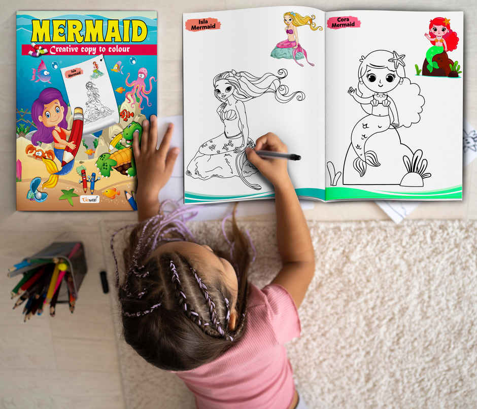 Mermaid-Creative Copy To Colour | Kids Colouring Book Ages 3-5 | Preschool Colouring Book