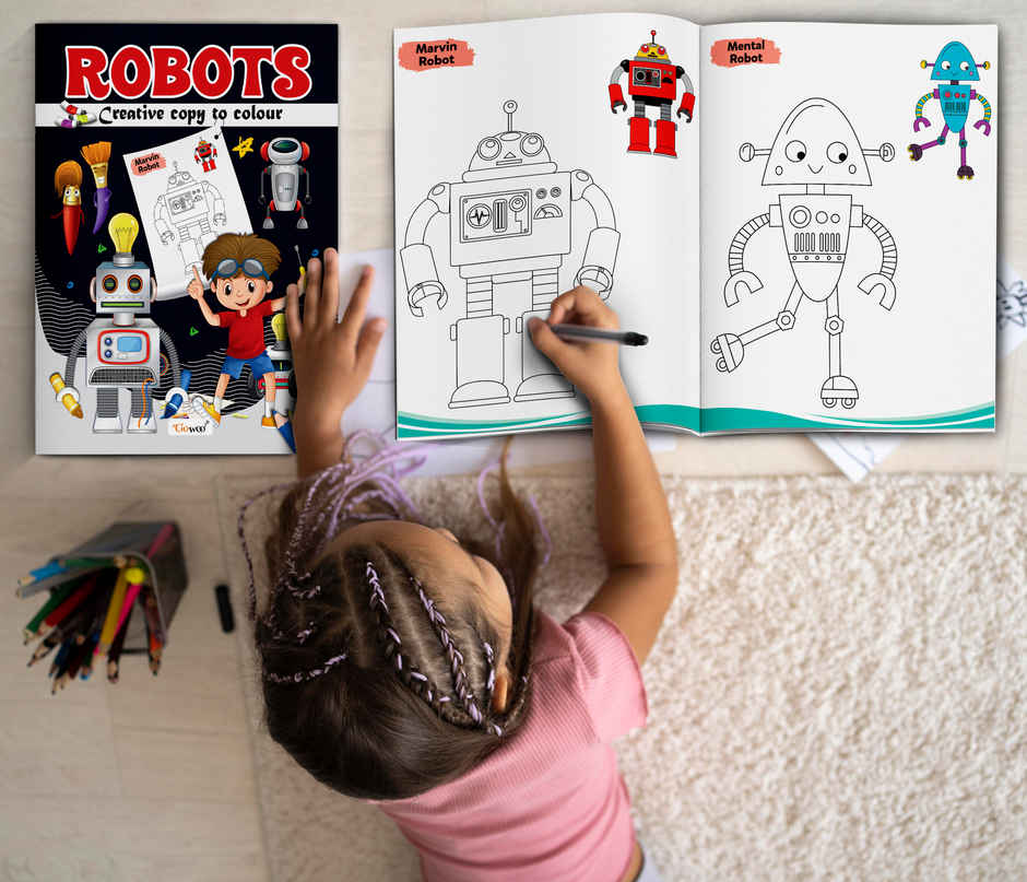 Robot-Creative Copy To Colour | Colouring Book with Pictures | Copy Colour Book for Toddlers