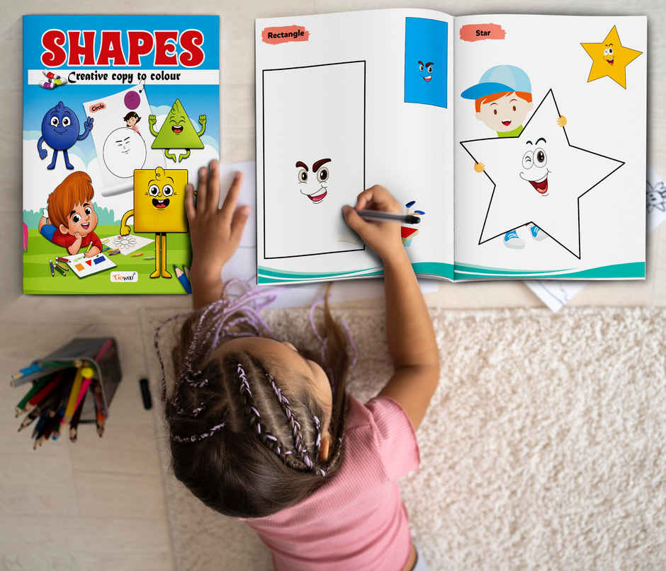 Shapes-Creative Copy To Colour | Kids First Learning Book | Fun Learning Colouring Book