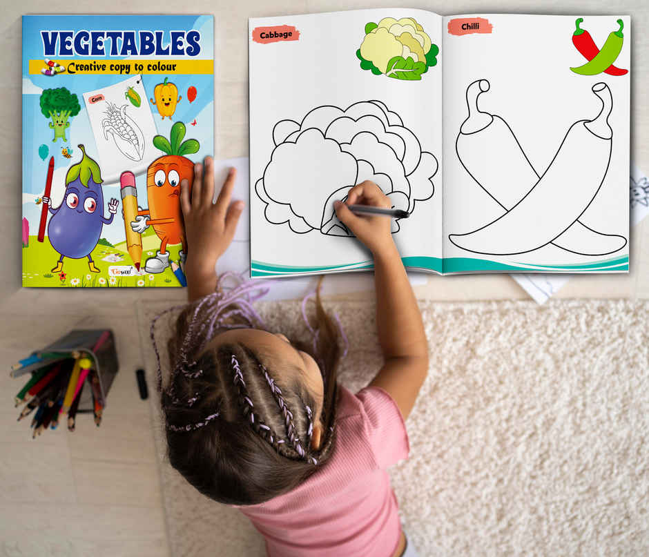 Vegetables-Creative Copy To Colour | Coloring Book for Toddlers | Simple Coloring Book for Kids