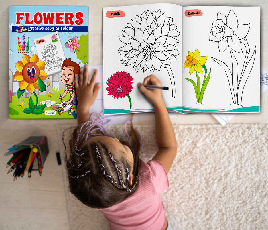 Flowers-Creative Copy To Colour | Learning And Coloring for Kids | Educational Book for Toddlers