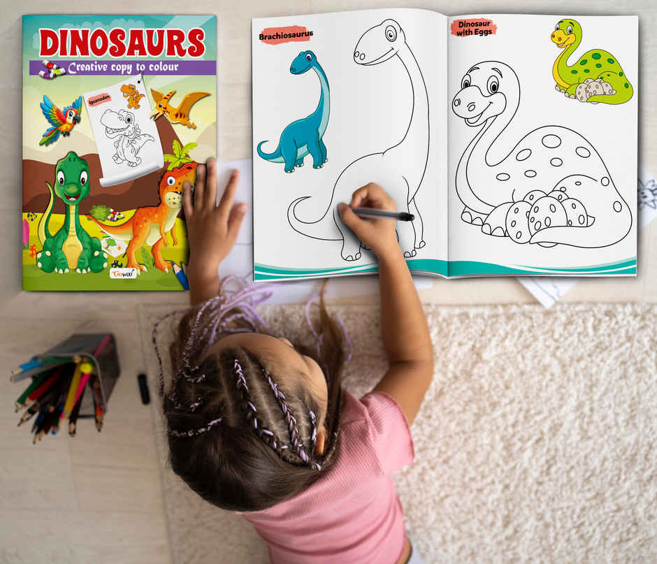 Dinosaurs-Creative Copy To Colour | Educational Colouring Book for Kids | Copy Colouring Book