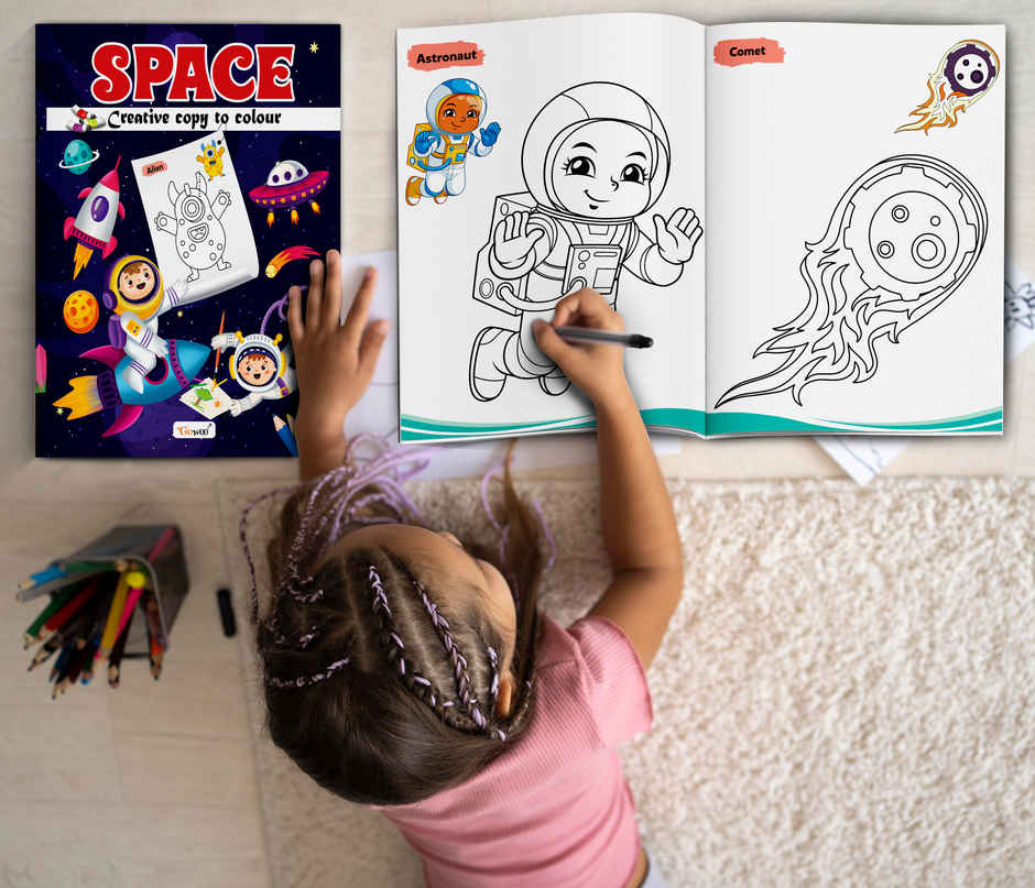 Space-Creative Copy To Colour | Children Colouring Book | Easy Colouring Book for Nursery Kids
