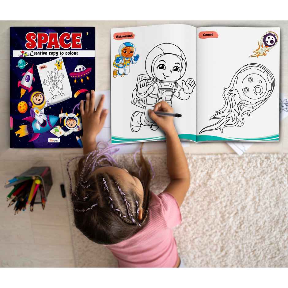 Space-Creative Copy To Colour | Children Colouring Book | Easy Colouring Book for Nursery Kids