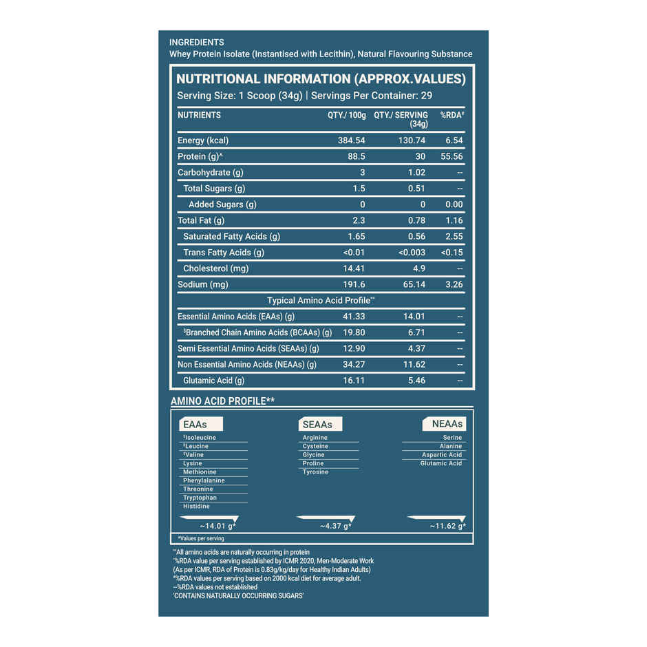 TRUE BASICS Clean Whey Protein Isolate Powder | Vanilla