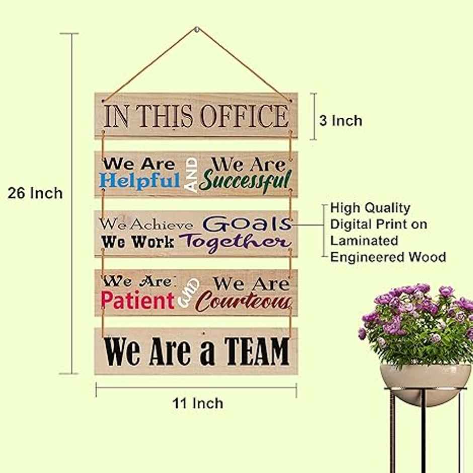 Indianara Set of 5 Office Quotes on Team work Wall Hanging MDF Decorative Wall Art