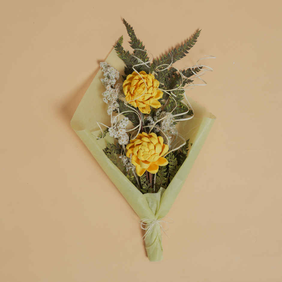 Golden Glow Marigold Love Dried Flowers Bouquet | Ideal for Gifting | Poshh