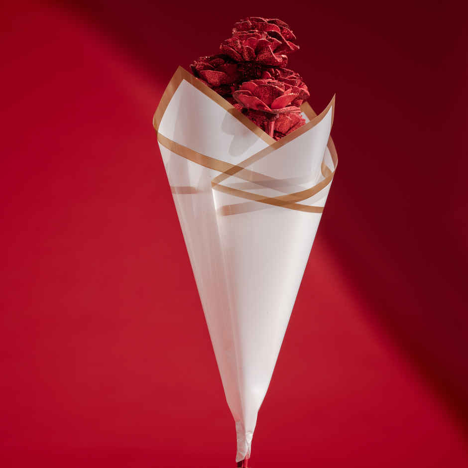 Crimson Red Rose Love Dried Flowers Bouquet | Ideal for Gifting | Poshh