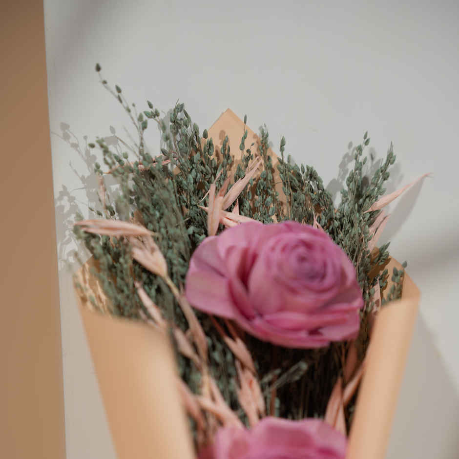 Pastel Pink Rose Love Dried Flowers Bouquet | Ideal for Gifting | Poshh