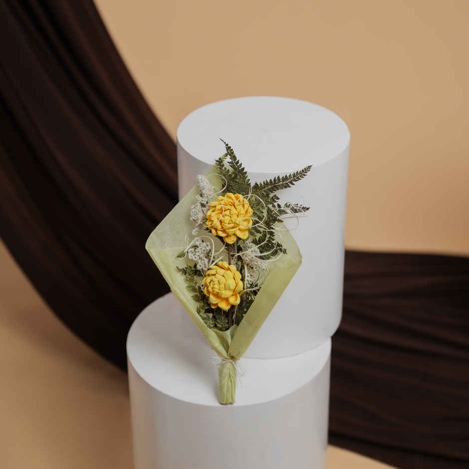 Golden Glow Marigold Love Dried Flowers Bouquet | Ideal for Gifting | Poshh