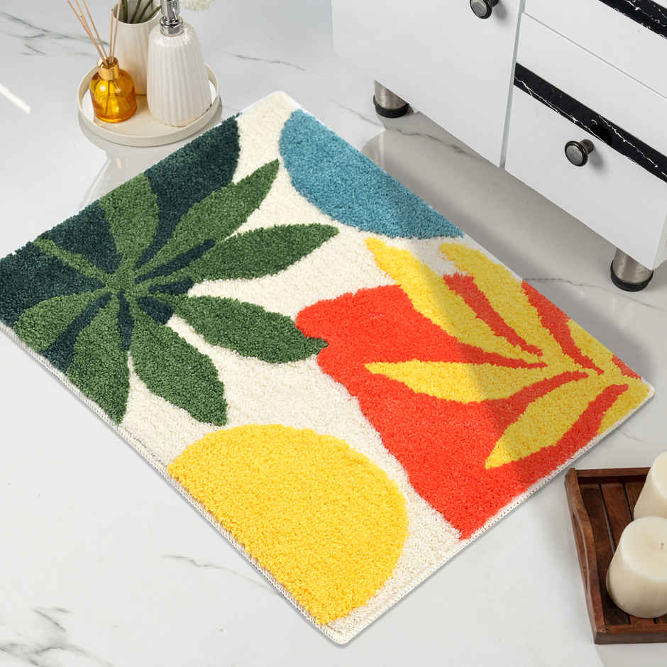 Saral Home Sunshine Super Soft Microfiber Bath Mat 38x60 cm Anti Skid Multicolour